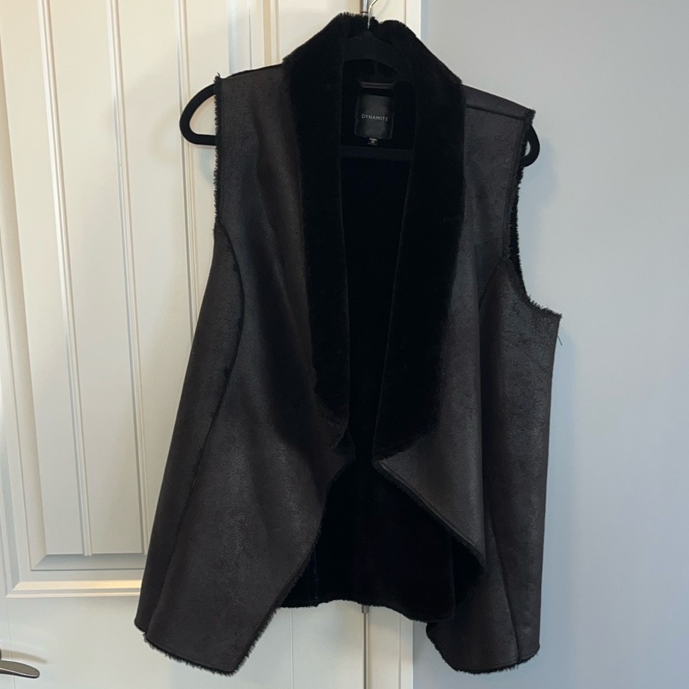 Dynamite Midnight Black Faux Leather Vest M